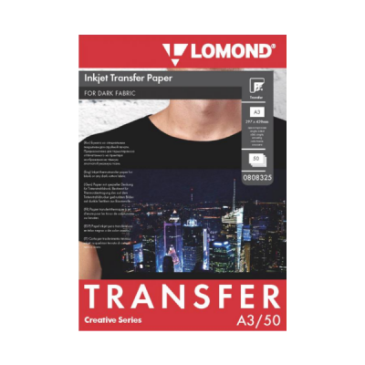 Термотрансферная бумага LOMOND, формат А3, для темных тканей, 50 л (0808325)
